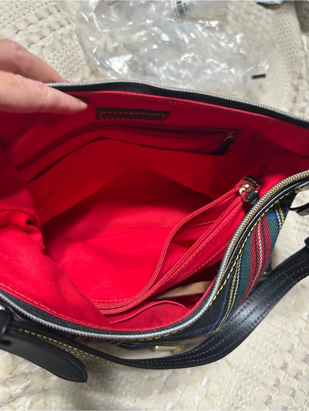 Dooney & Bourke Plaid Shoulder Bag with Red Interior - Picture 6 of 6